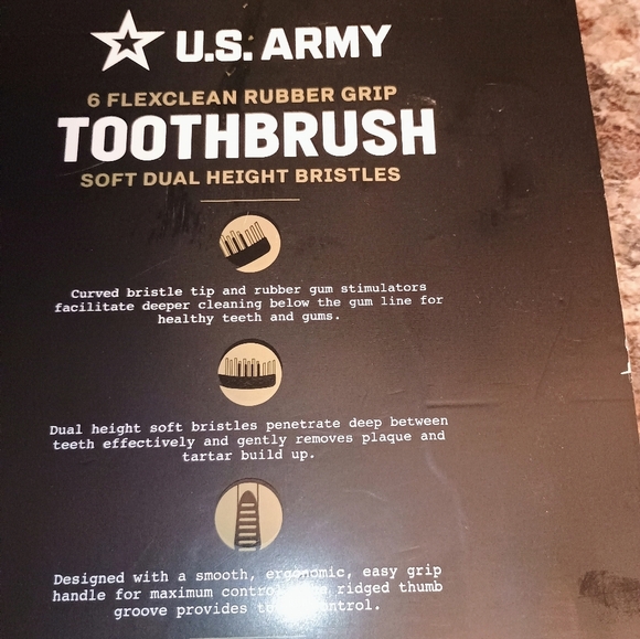 U.S. Army FlexClean Toothbrush Set Set Of Six Rubber Grip Soft Dual New - Picture 5 of 5
